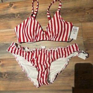 Shade and Shore Bikini Red and White Stripe